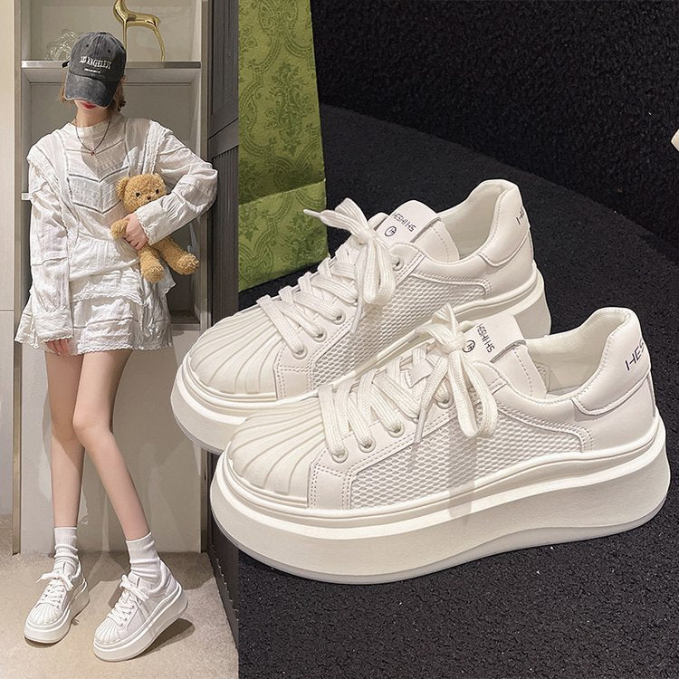 Damen modische Plateau-Sneaker mit atmungsaktivem Mesh-Obermaterial und komfortabler dämpfender Sohle R&B