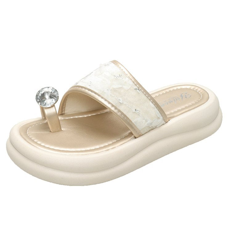 Damen trendige Flip-Flops mit floralem Dekor und funkelndem Schmuckdetail R&B
