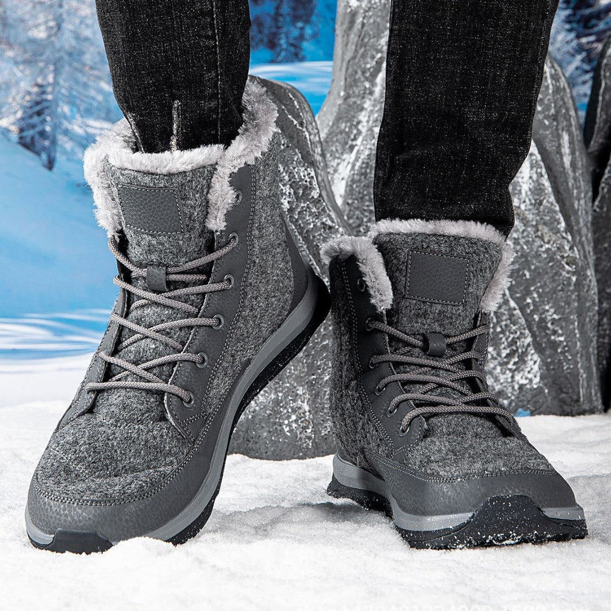 Damen Winterboots mit isolierendem Fleece-Futter und rutschfester Sohle R&B