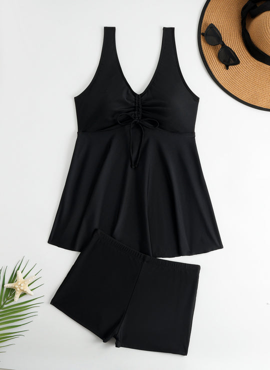 Damen Tankini-Set mit modischem Volant und grafischem Pfauenmuster R&B