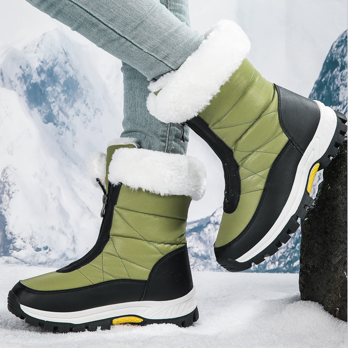 Damen Warmgefütterte Winterstiefel mit rutschfester Sohle und komfortablem Reißverschluss R&B