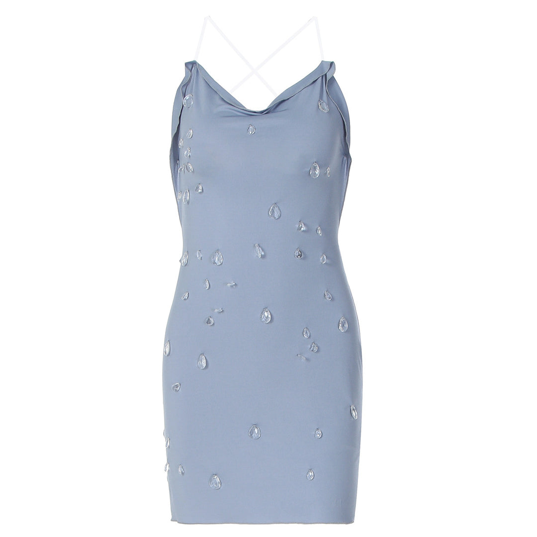 Damen figurbetonendes Minikleid mit eleganter Drapierung und transparenten Applikationen R&B