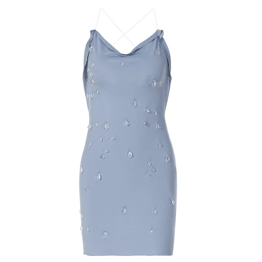 Damen figurbetonendes Minikleid mit eleganter Drapierung und transparenten Applikationen R&B
