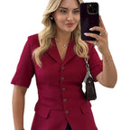 Damen Modische Blazerjacke mit kurzen Ärmeln R&B