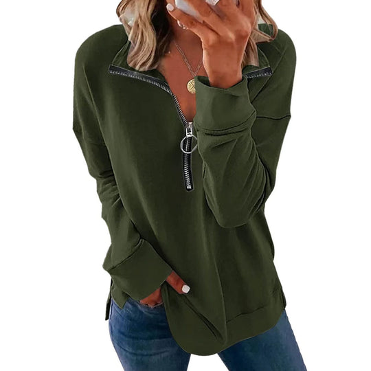 Damen Freizeitpullover mit stylischem Reißverschluss R&B