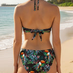 Damen Bandeau-Bikini mit tropischem Blütenmuster