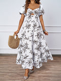 Damen Maxikleid mit voluminösen Puffärmeln und romantischem Schnitt R&B