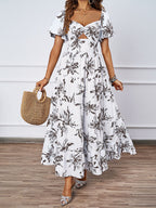 Damen Maxikleid mit voluminösen Puffärmeln und romantischem Schnitt R&B