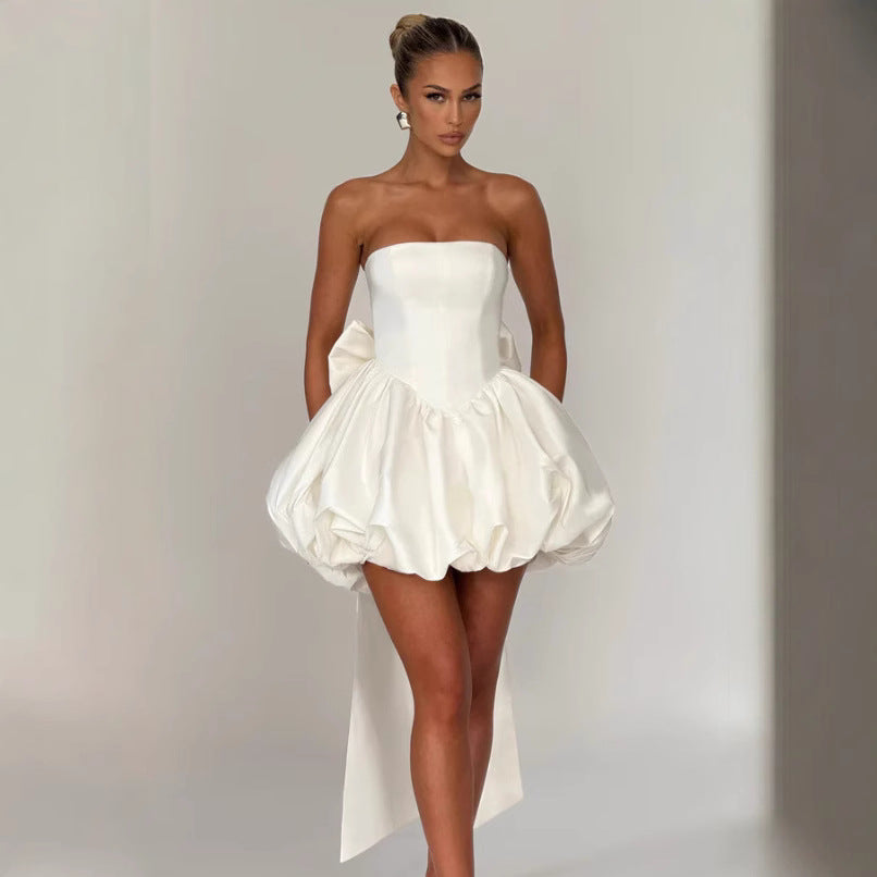Damen Ballkleid mit voluminösem Rock und schulterfreiem Design R&B
