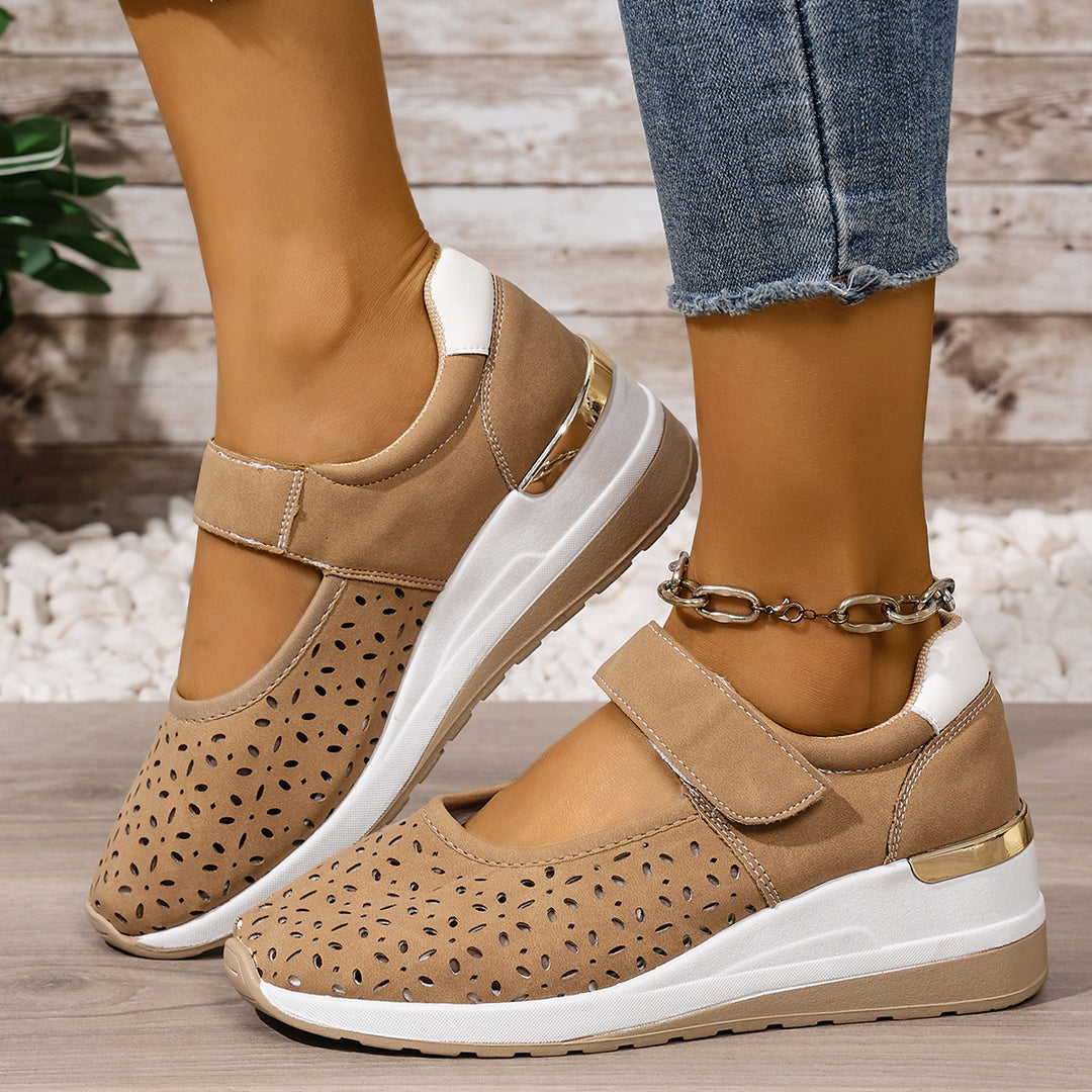 Damen Komfortable Sneaker mit atmungsaktiven Cut-Outs und verstellbarem Klettverschluss R&B