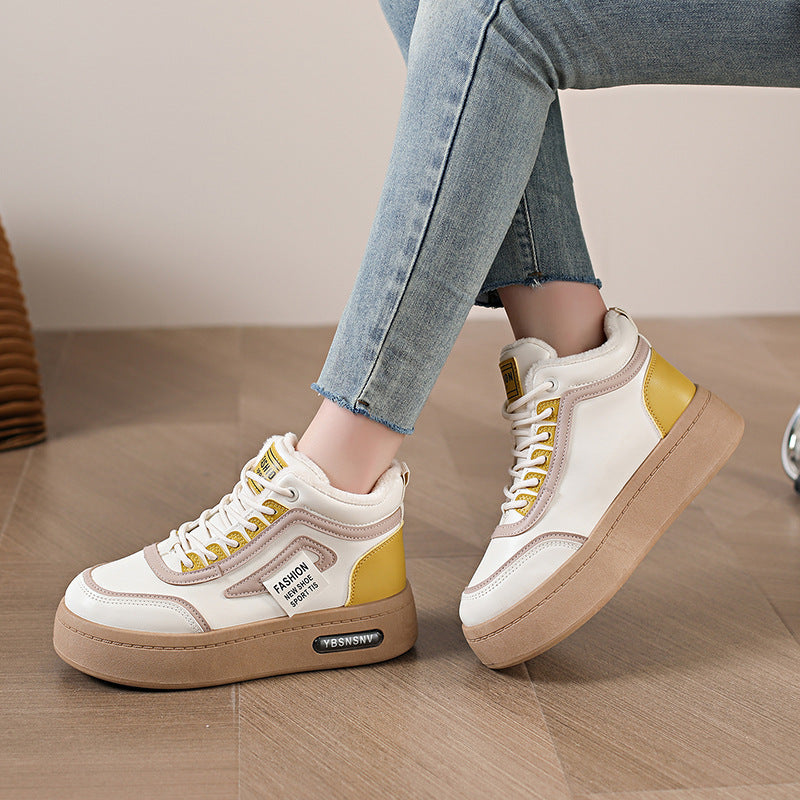Damen modische High-Top Sneakers mit warmem Innenfutter und robuster Profilsohle R&B
