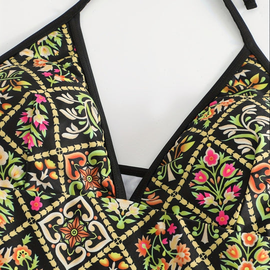 Damen Einteiliger Badeanzug mit modischem floralem Design R&B