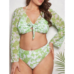 Damen Triangel-Bikini mit hohem Bund und modischem Batik-Design R&B