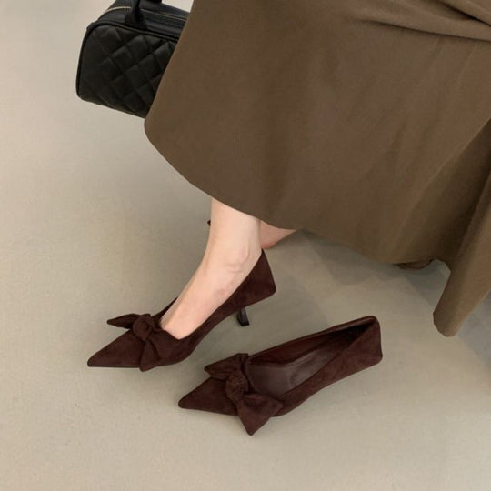 Damen elegante spitze Pumps mit zarter Schleifenverzierung R&B