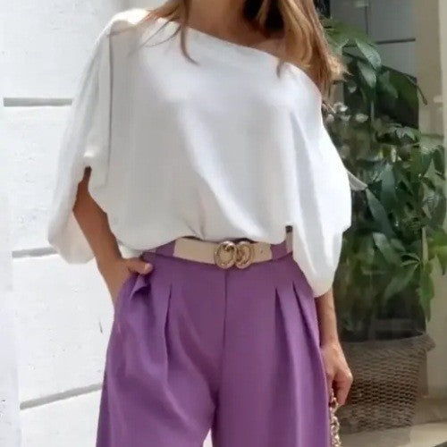 Damen Elegantes Cropped Top aus Jersey mit verziertem Ausschnitt R&B