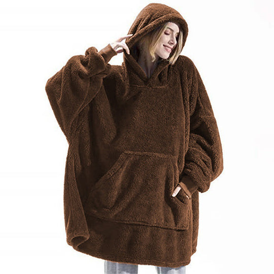 Damen oversize Fleece-Hoodie mit Kängurutasche und Kapuze R&B