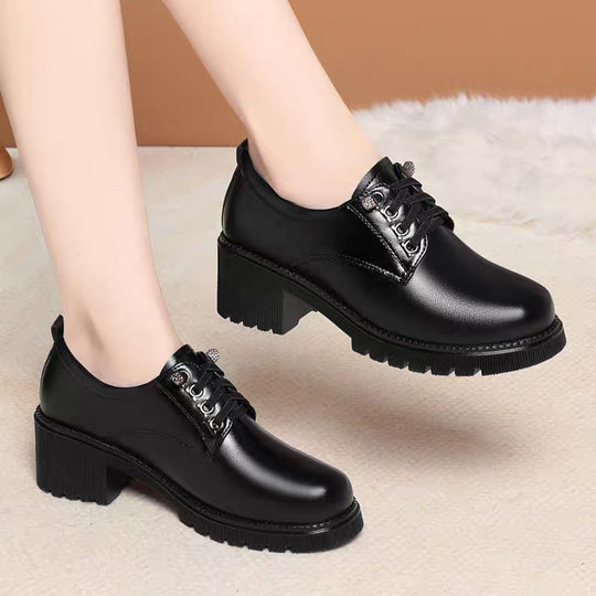 Damen Schnürschuhe mit komfortablem Blockabsatz und modischer Schnallenverzierung R&B