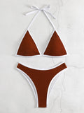 Damen Triangel-Bikini-Set mit kontrastierenden Borten R&B