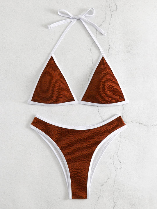 Damen Triangel-Bikini-Set mit kontrastierenden Borten R&B