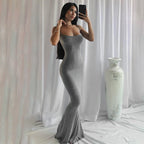 Damen Elegantes Maxikleid mit Spaghettiträgern und fließendem Schnitt R&B