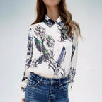 Damen Bluse mit floralem Druck und edler Knopfleiste R&B