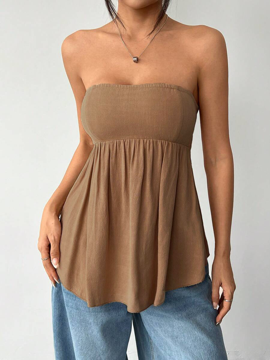 Damen Bandeau Oberteil mit lockerem Schnitt und elastischem Saum R&B