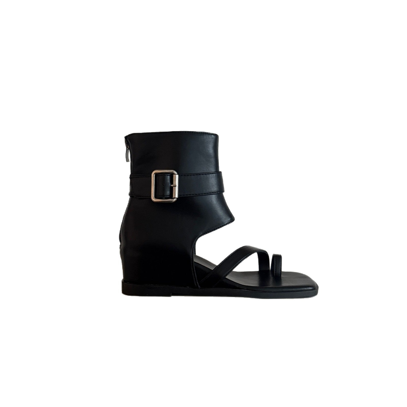 Damen Offene Couture-Stiefel mit modischem Riemendesign
