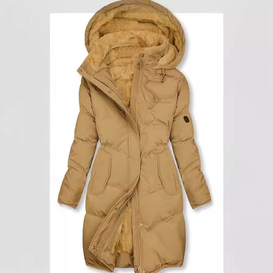 Damen gefütterter Winterparka mit abnehmbarer Kapuze und weichem Innenfutter R&B