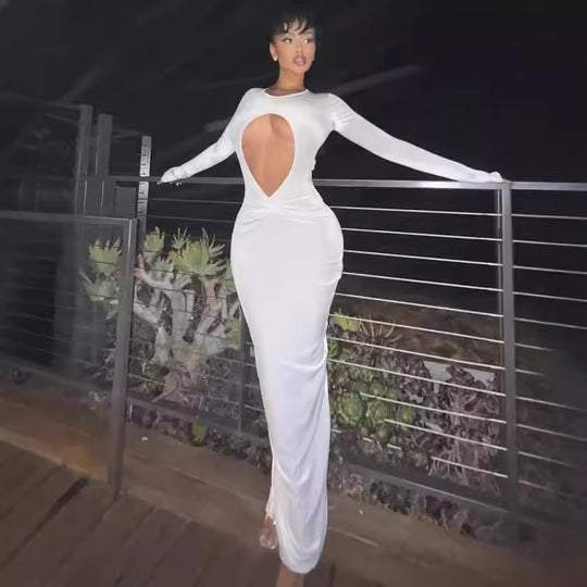 Damen Figurformendes Maxikleid mit kreativen Cut-Outs R&B