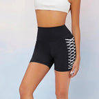Damen Hochtaillierte Trainingsshorts mit dekorativem Schnürdesign