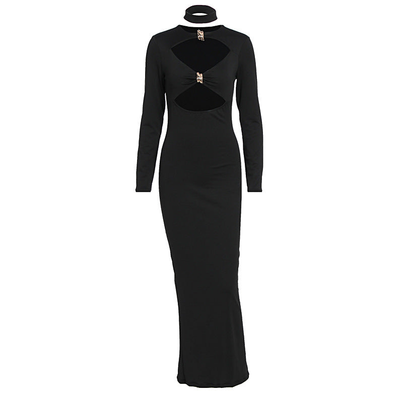 Damen Elegantes Maxikleid mit hochgeschlossenem Dekolleté und raffinierten Cut-Outs R&B