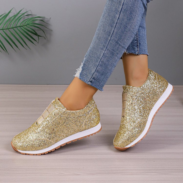 Damen Glitzernde Slip-On Sneakers mit elastischen Bändern R&B