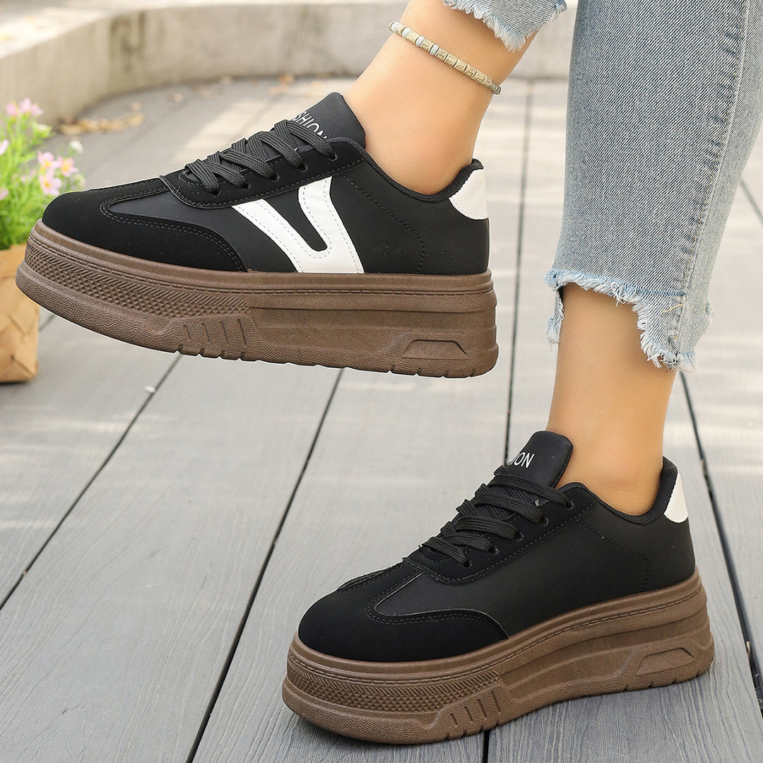 Damen modische Plateau-Sneaker mit rutschfester Sohle und komfortablem Innenfutter R&B