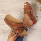 Damen komfortable Mules mit geflochtenem Riemendesign und anatomischem Fußbett R&B