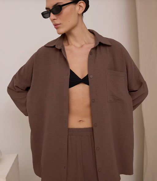 Damen Lässige Hemdbluse aus leichtem Material R&B