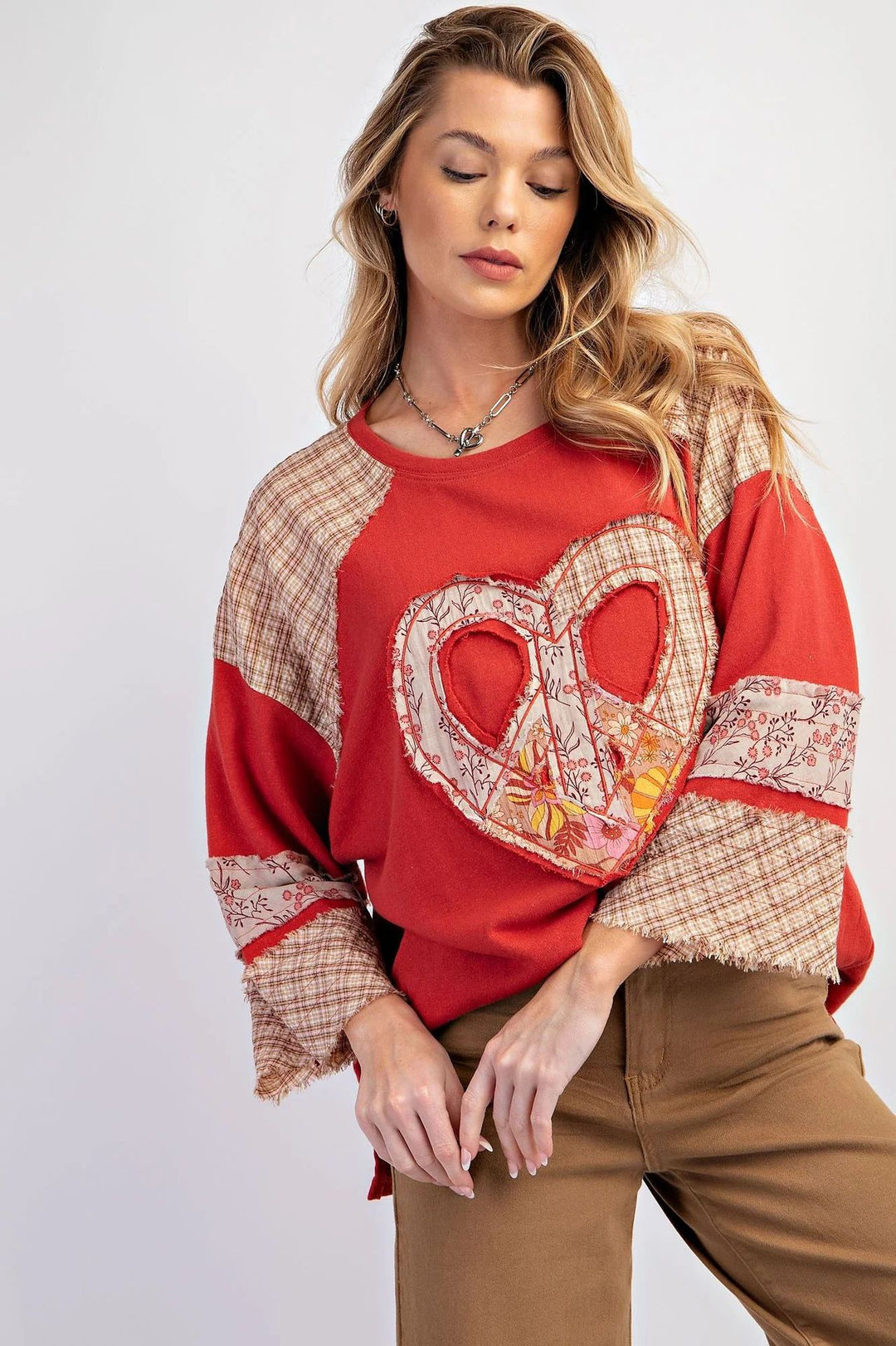 Damen kreatives Sweatshirt mit Patchwork-Design R&B