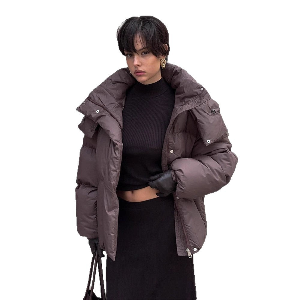 Damen Oversized Daunenjacke mit modischem Stehkragen R&B