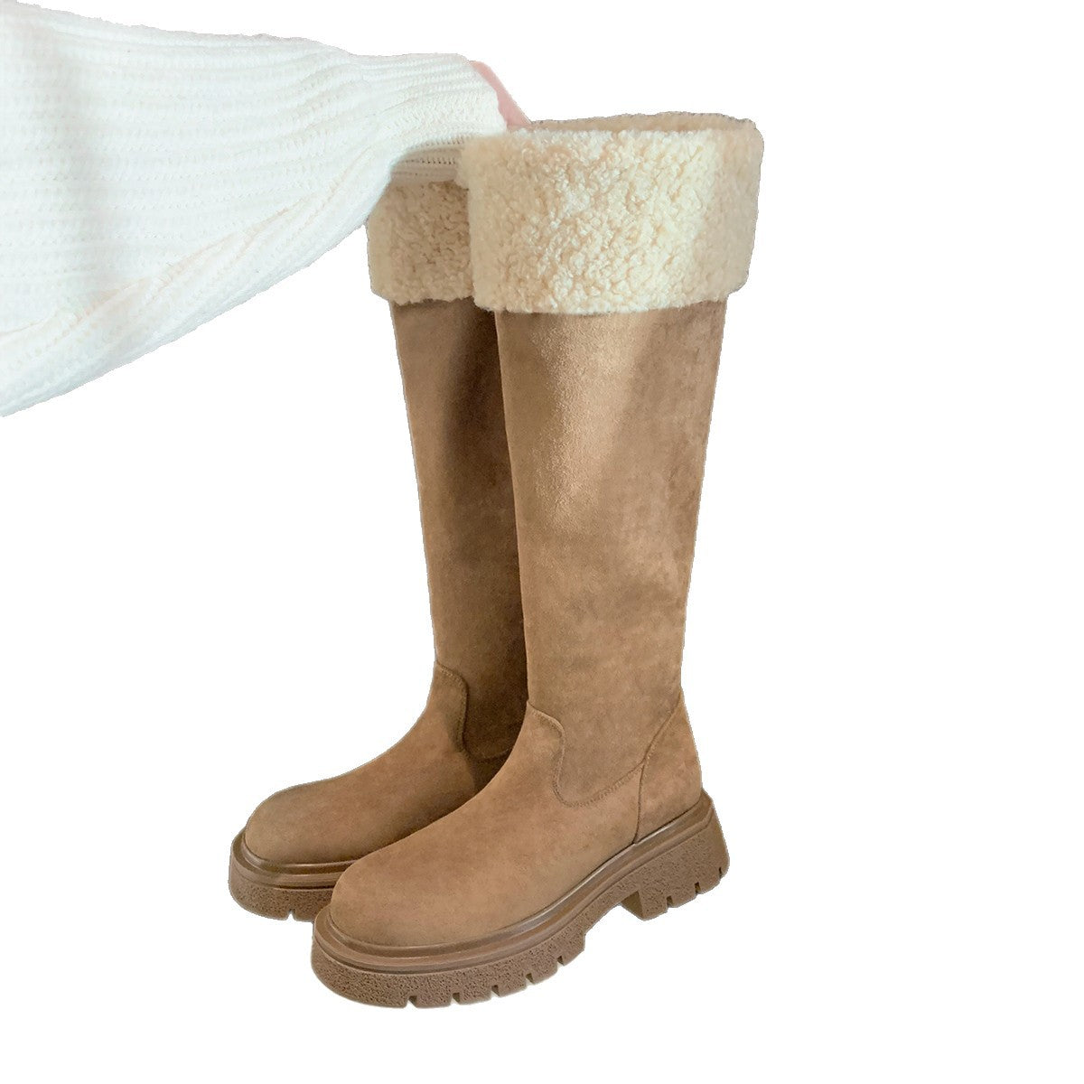Damen Winterstiefel mit warmem Kunstfellkragen und robuster Sohle R&B
