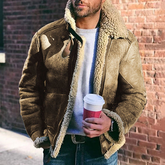 Herren Wool-Lederjacke mit warmem Innenfutter R&B