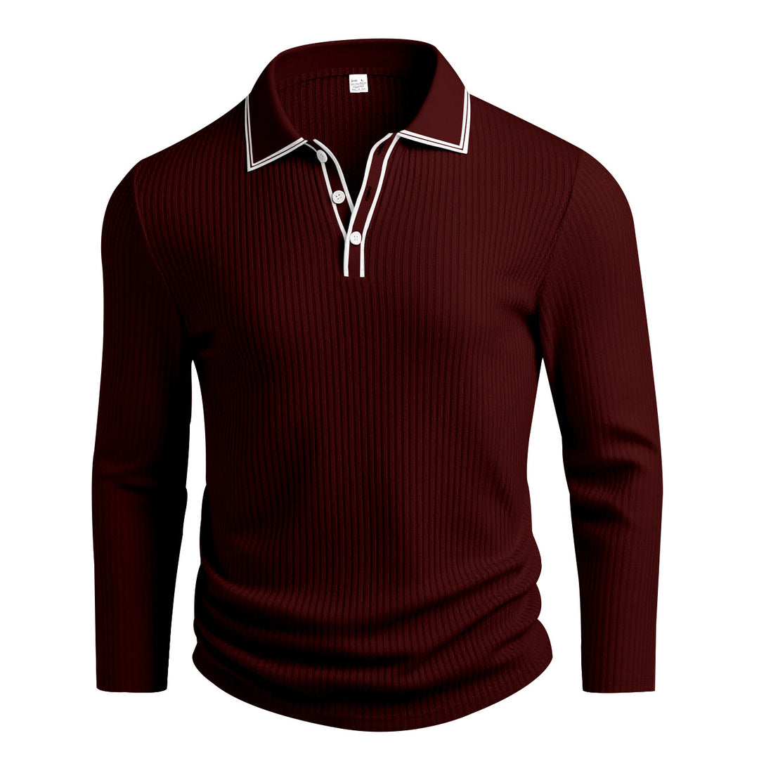 Herren Langarm-Polohemd mit strukturiertem Design R&B
