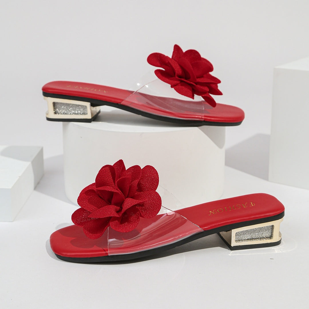 Damen Komfortable Slide-Sandalen mit eleganter Blumenapplikation und rutschfester Sohle R&B