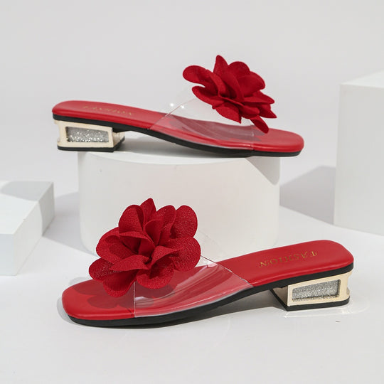Damen Komfortable Slide-Sandalen mit eleganter Blumenapplikation und rutschfester Sohle R&B