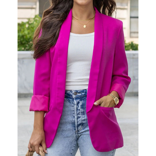 Damen Taillierter Offener Blazer R&B