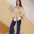 Damen modische Überwurfjacke mit eleganten Raffungen R&B