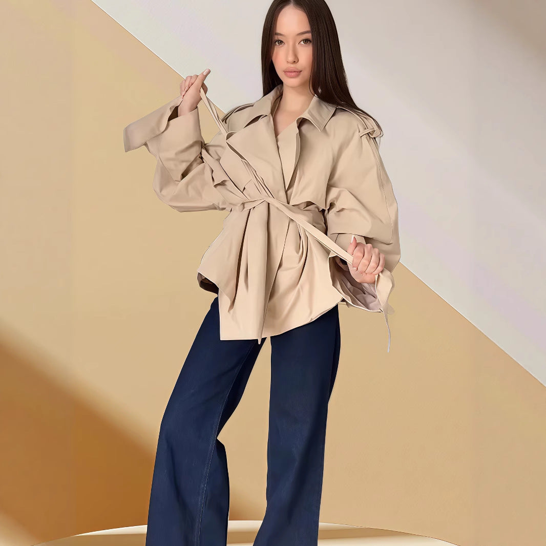 Damen modische Überwurfjacke mit eleganten Raffungen R&B