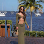 Damen atemberaubendes Wickelmaxikleid mit figurbetontem Schnitt und strategischen Cut-Outs R&B