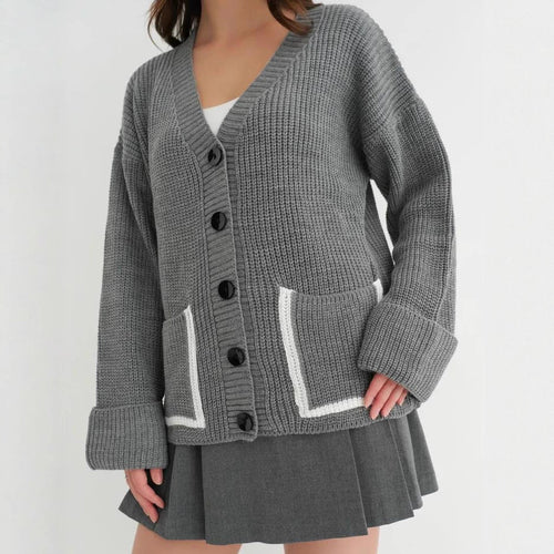 Damen Grobstrick-Cardigan mit praktischen Taschen und modernen Knöpfen R&B