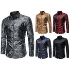 Herren Hemd mit floralen Prägungen und elegantem Glanz R&B