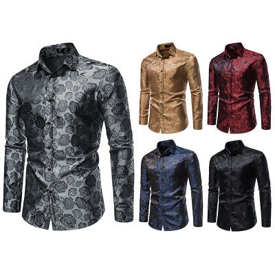 Herren Hemd mit floralen Prägungen und elegantem Glanz R&B