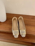 Damen elegante Ballerinas mit modischem Schnallenverschluss R&B